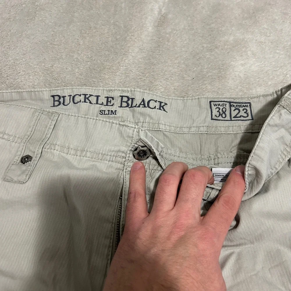 Buckle Black parachute Cargo Shorts Mens 38 12in Stone Meltdown Slim Fit Y2K